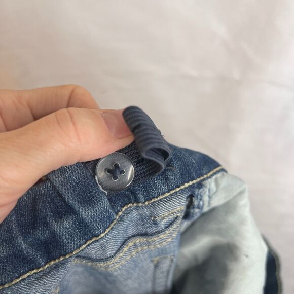 Gymboree Denim Jeans Ribbon Striped Hems Stretchy Waistband GIRLS Size 12 - Picture 6 of 9